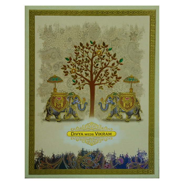 Beige Traditional Wedding Card-King of Cards