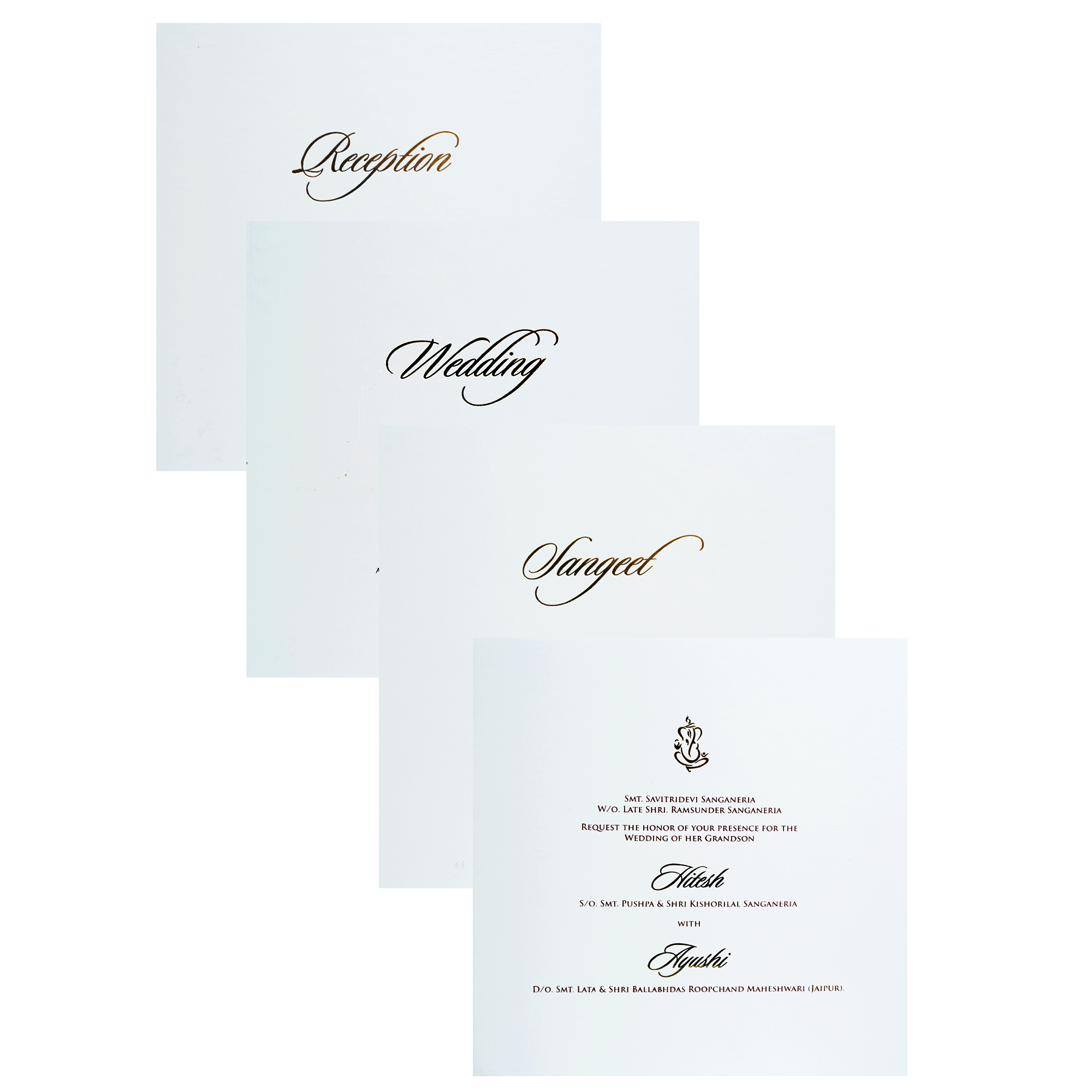 White Embossed Design Padded Wedding Card-KPR20120
