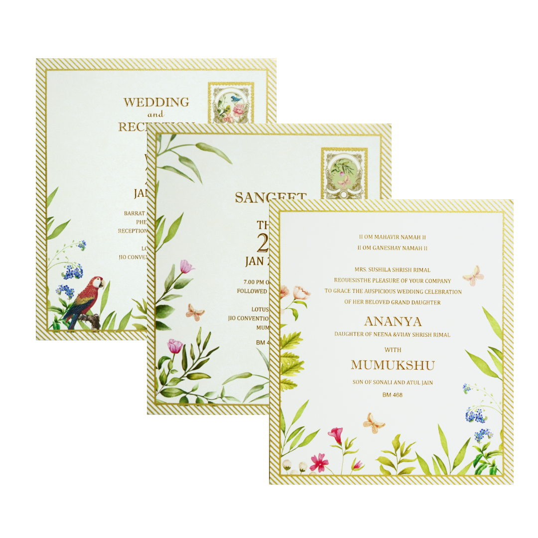 White Tracing Sheet Seal Wedding Card-KBM04680