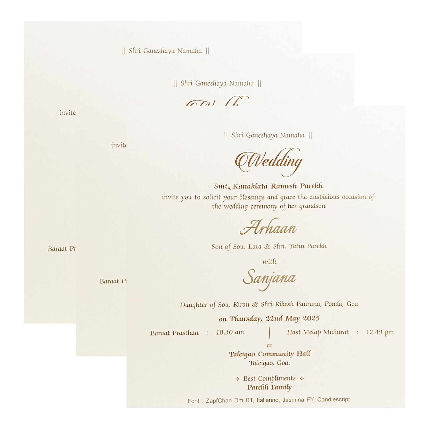 Metallic Brown Padded Invitation-KRC30581