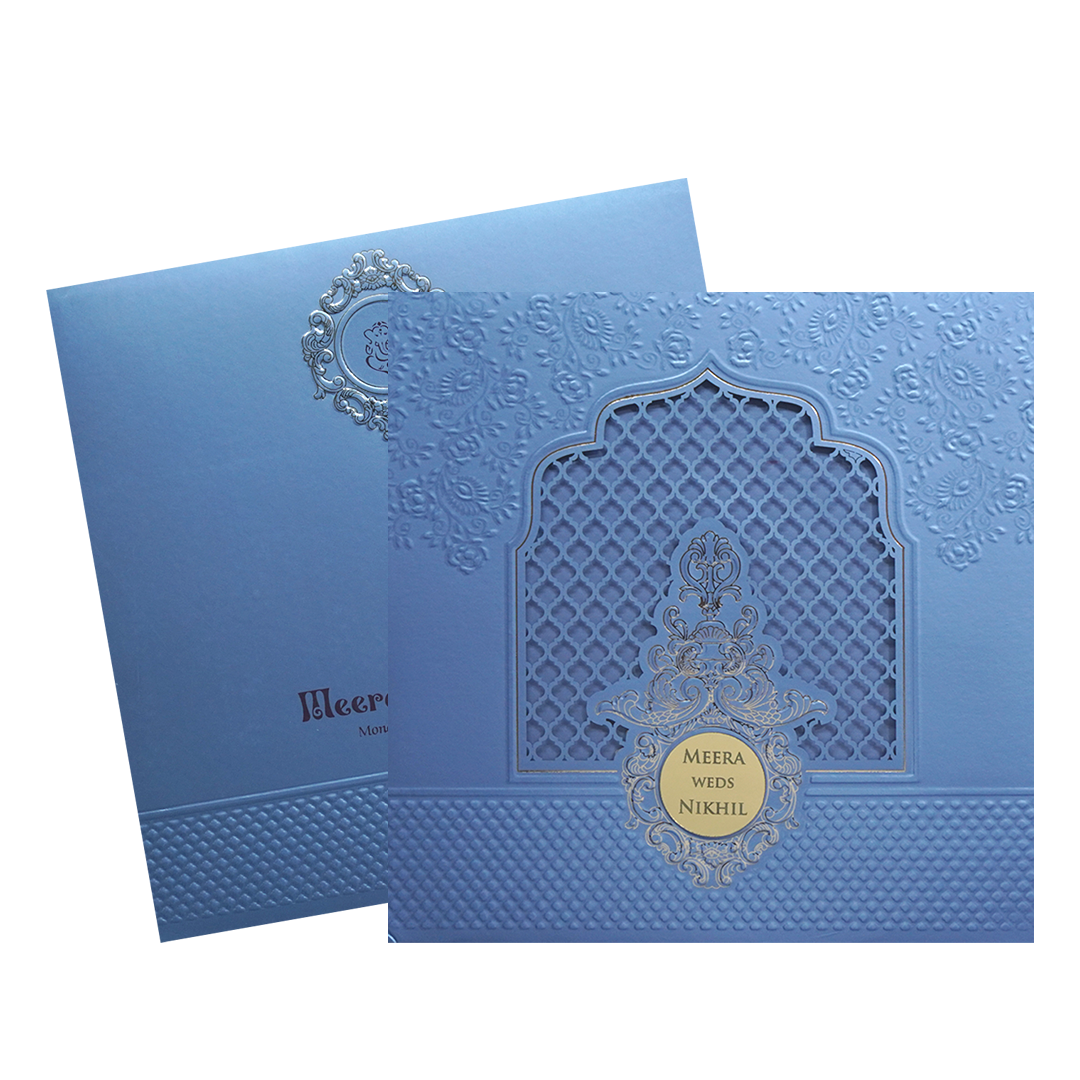 Light Blue MDF Wedding Card-KPR09200