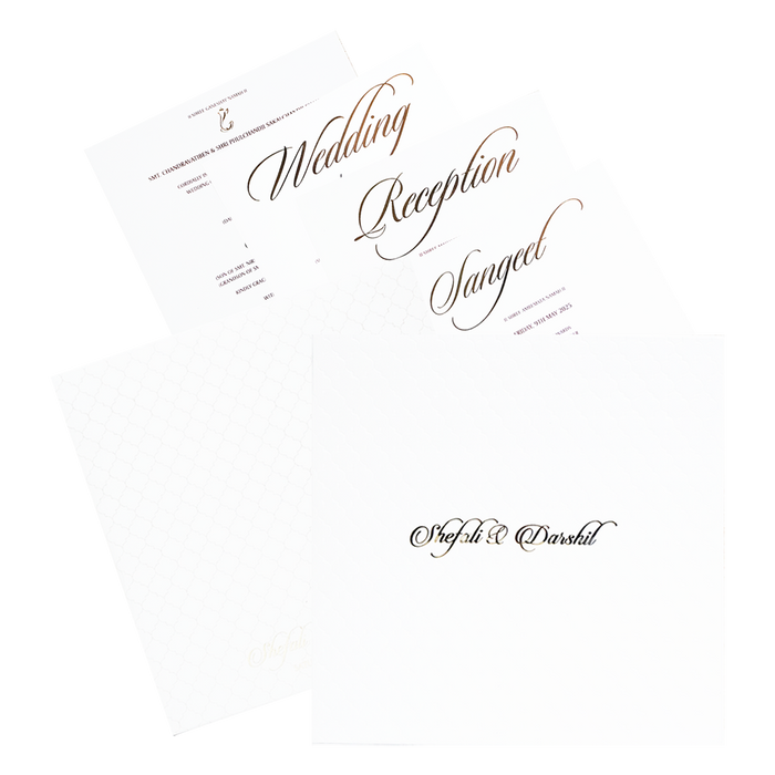 White Embossed Pattern Wedding Card-King of Cards