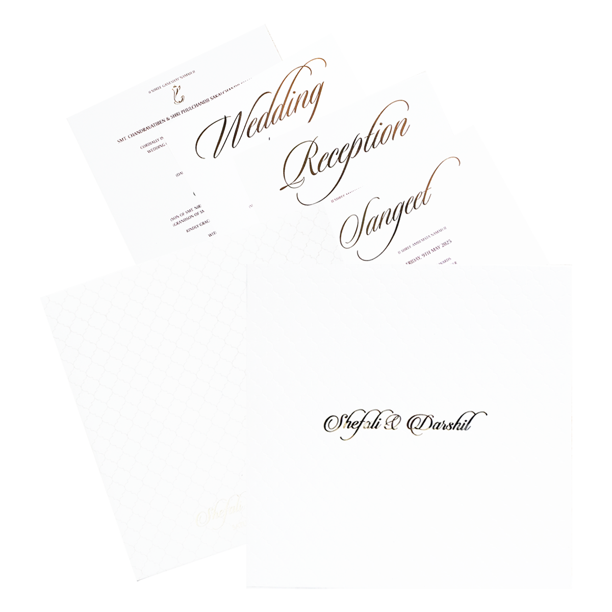 White Embossed Pattern Wedding Card-KPR20080