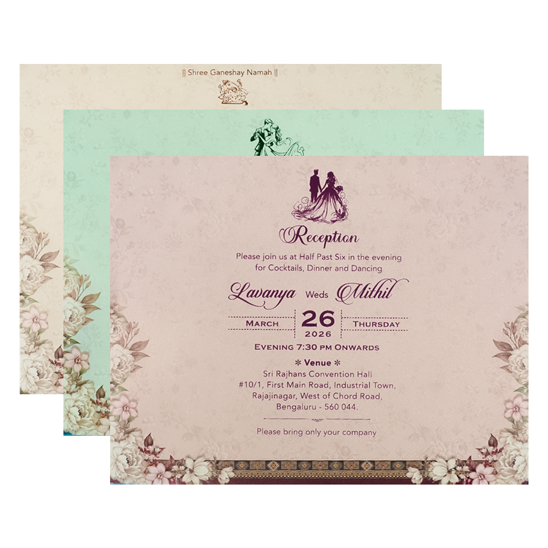 Lantern Floral Padded Wedding Card-KSSC2084