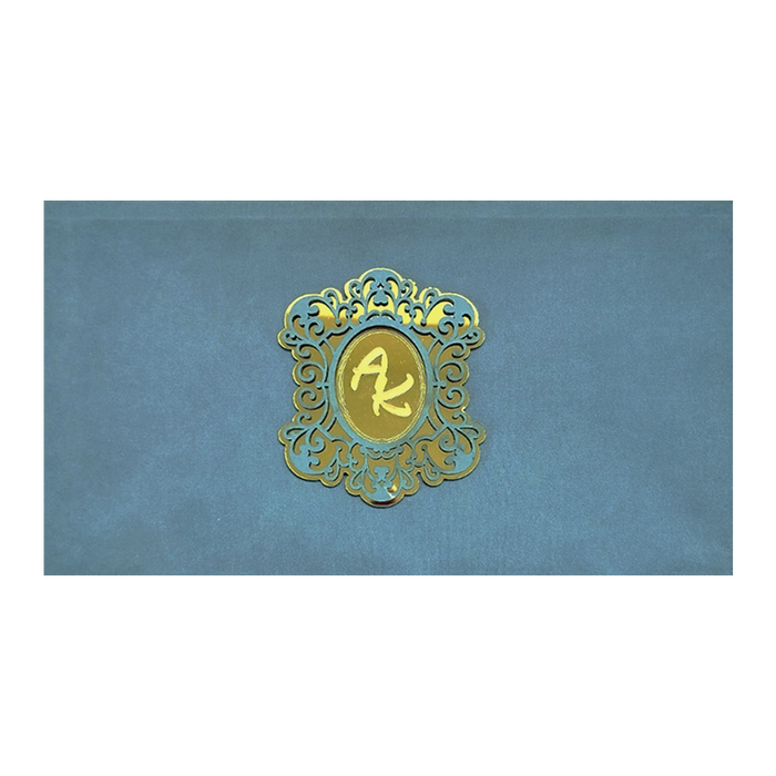 Blue Grey Fabric Sweet Box Invitation-King of Cards