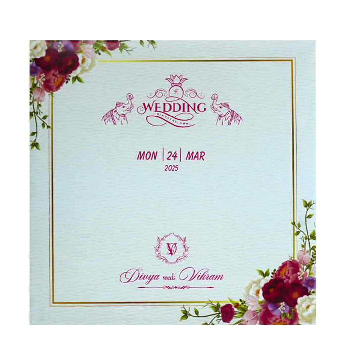 White Floral Single Sheet Invitation-King of Cards