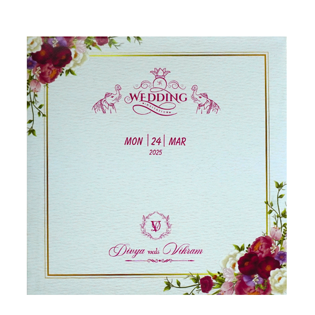 White Floral Single Sheet Invitation-KNIC7303