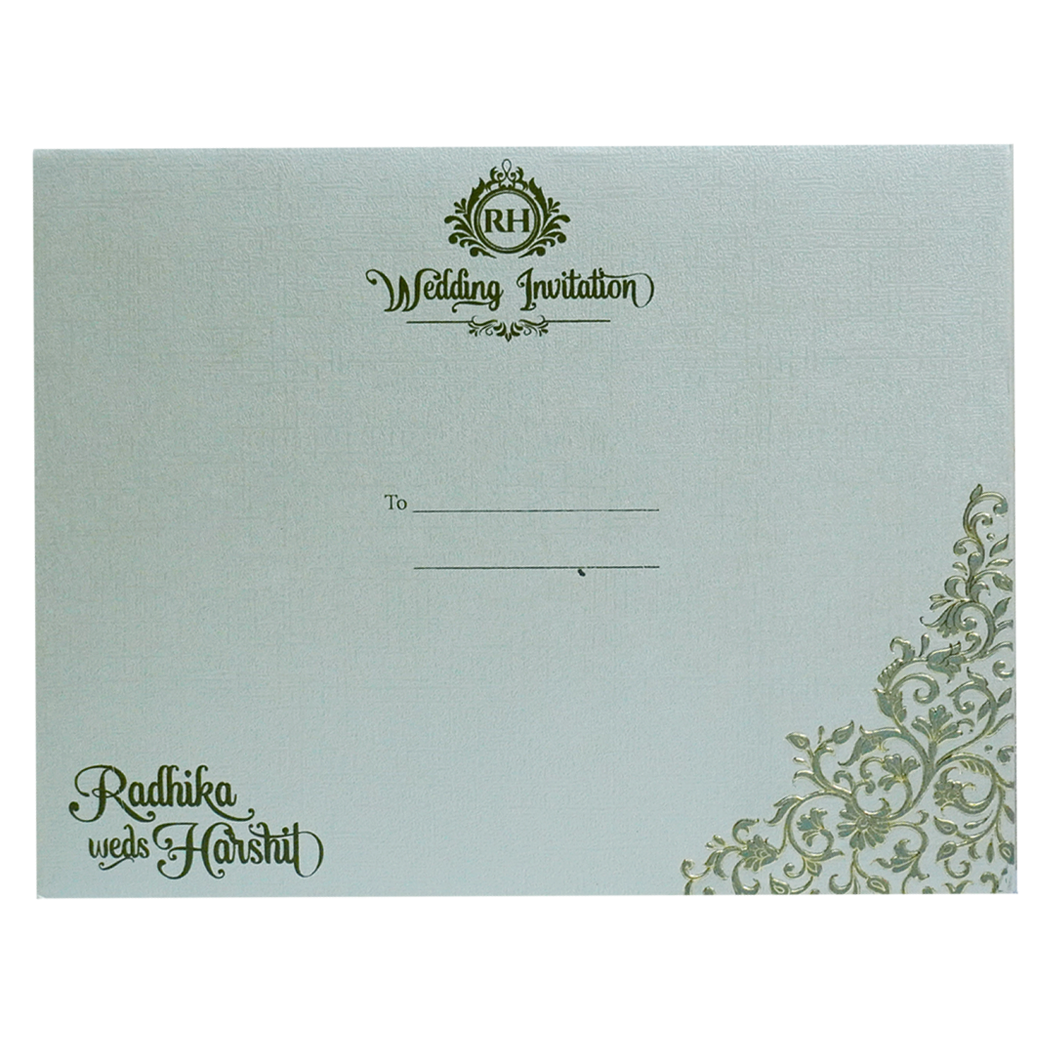 Greyish Green Floral Invitation-KSI12250