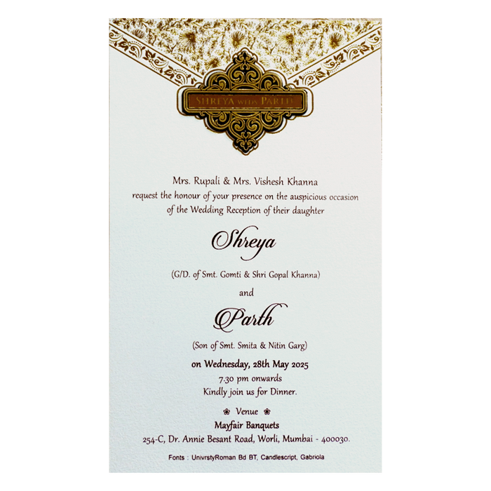 Ivory White Single Sheet Invitation-King of Cards