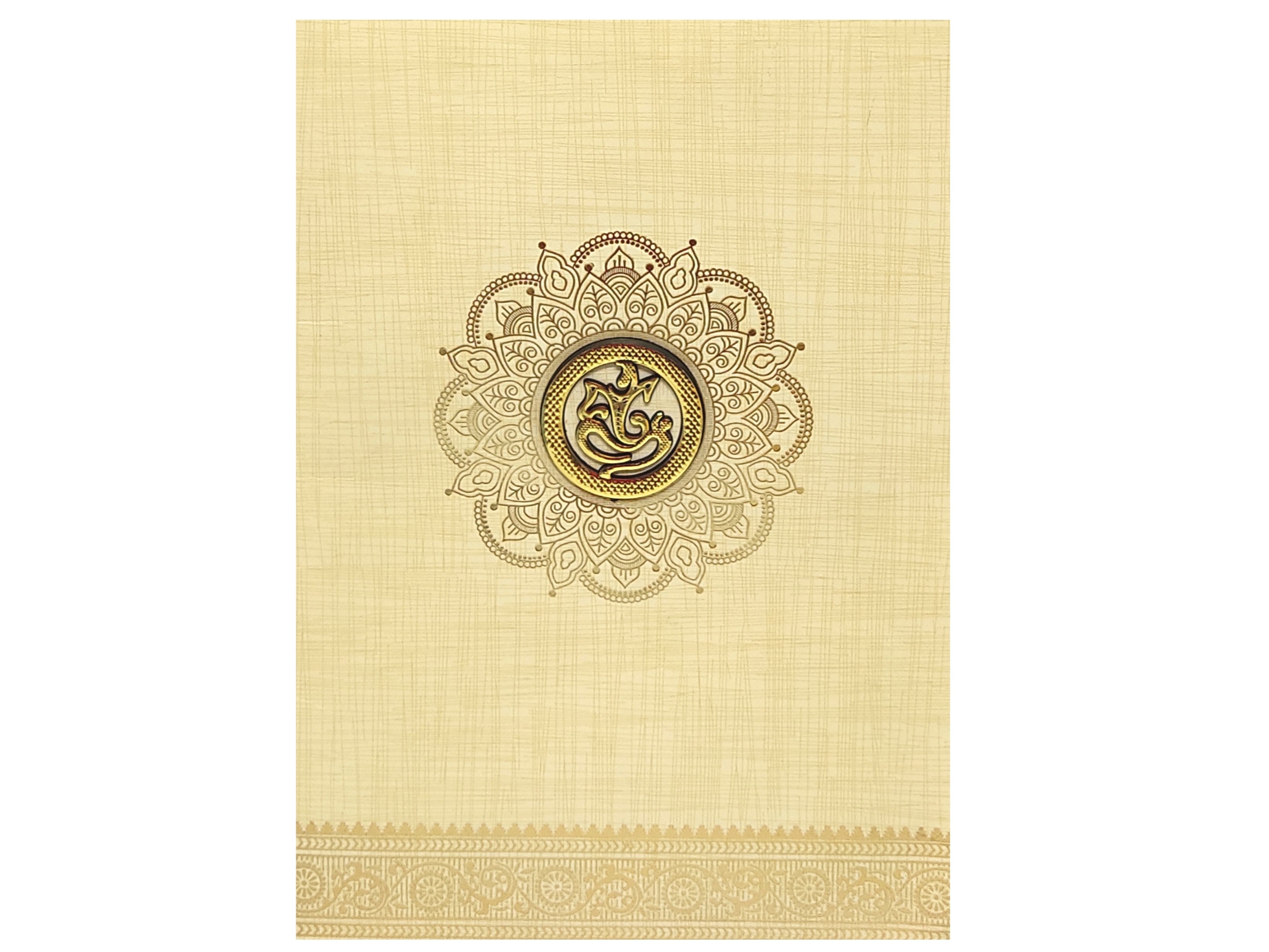 Sandal Metallic Designer Invitation Card With Gold Foiling Print-KNCM26SF