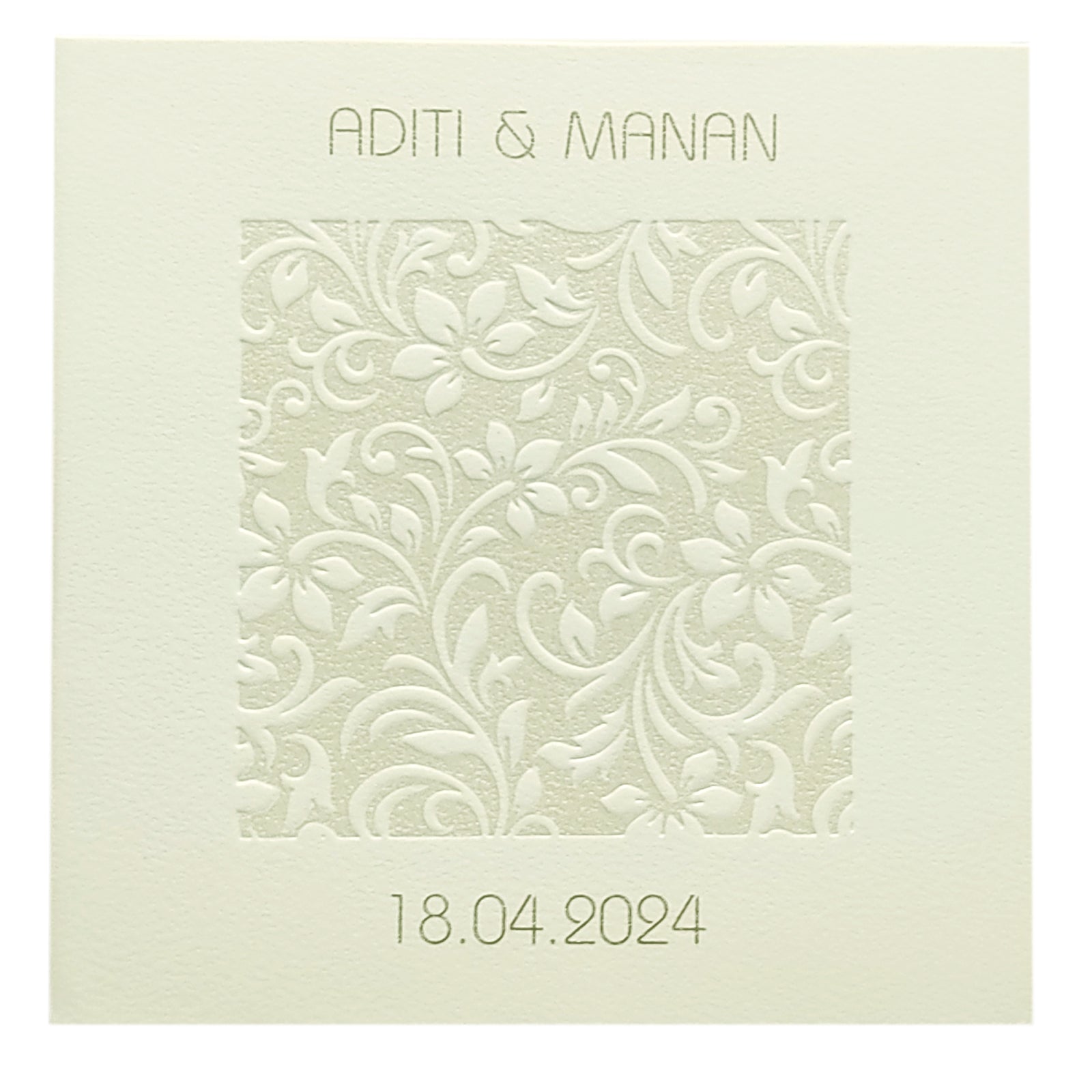 White Embossed Floral Invitation Card-KRC29351