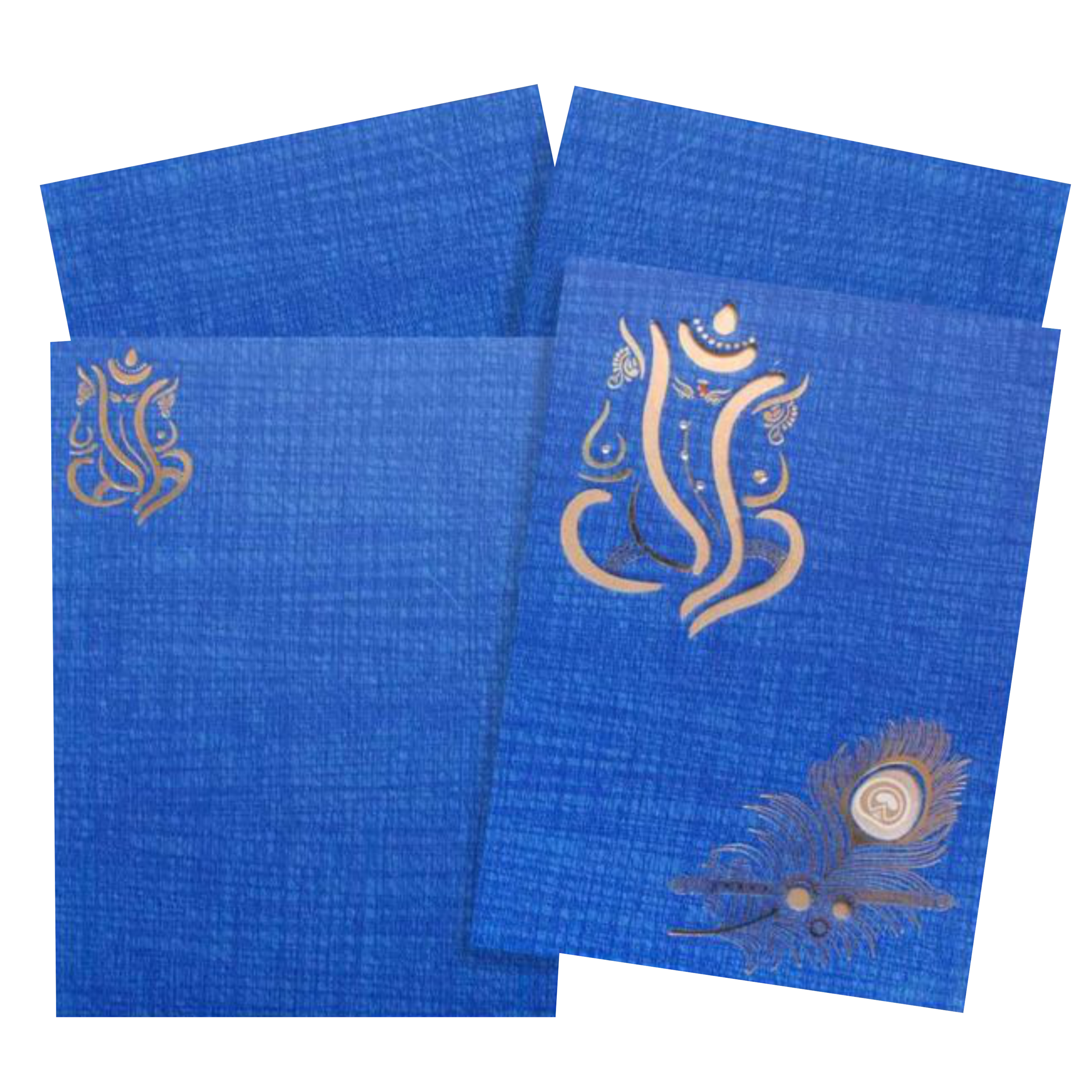 Royal Blue Shading With Cut Ganesha Wedding Card