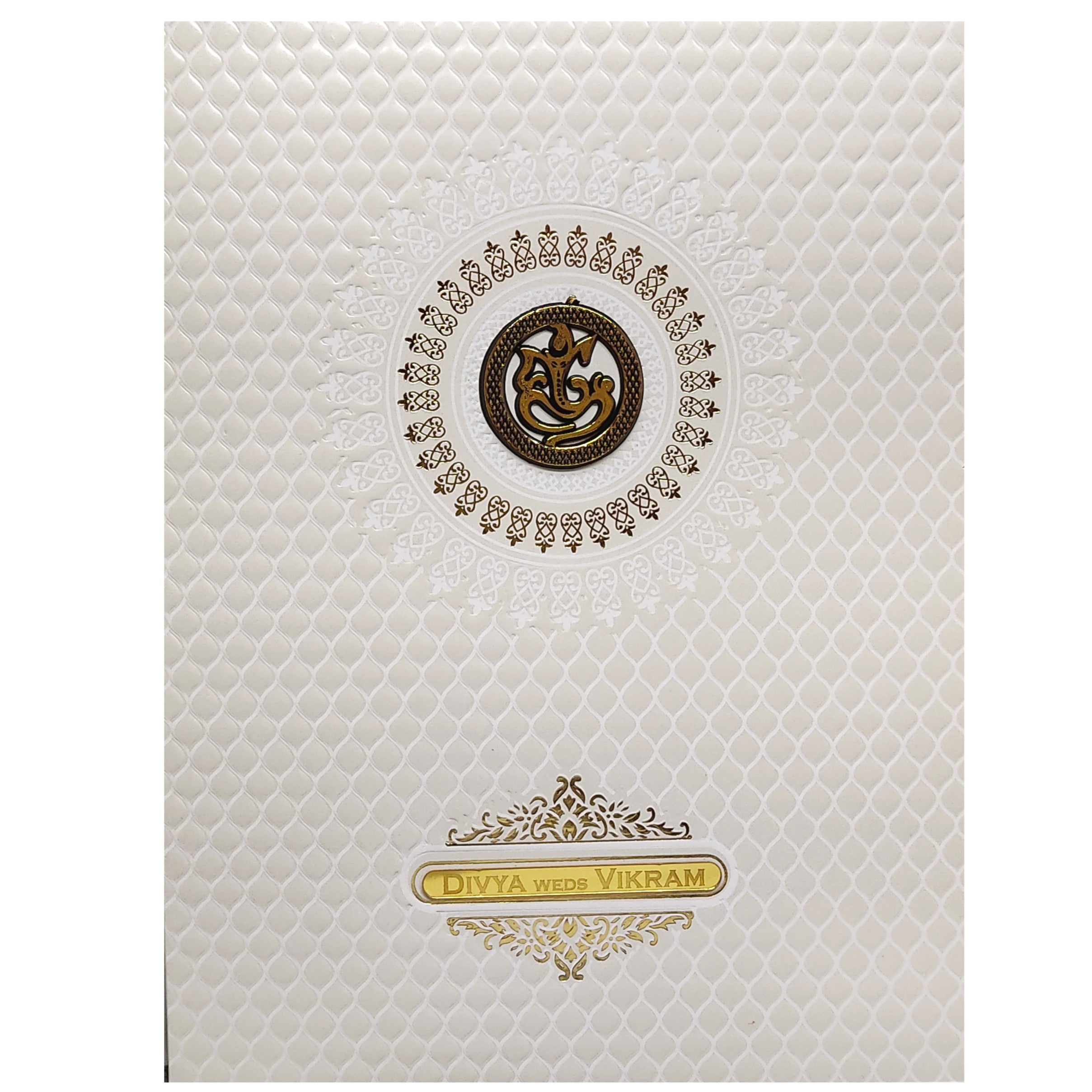 White Embossed Invitation Card-KNK4103W
