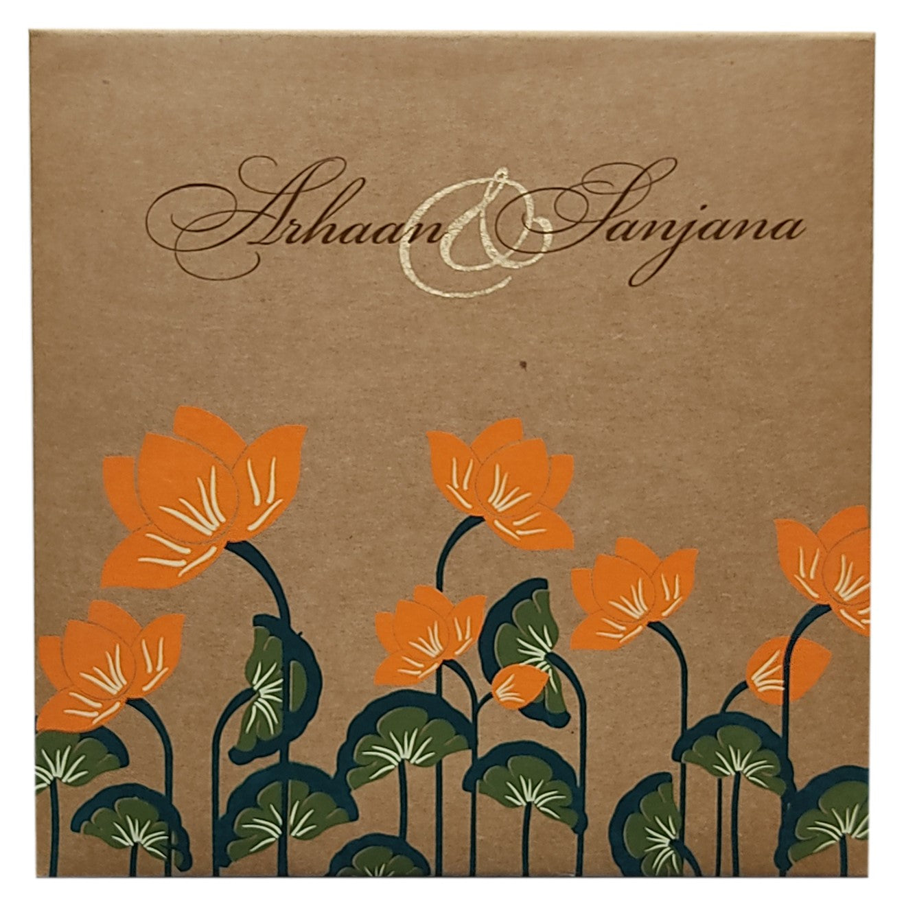 Brown orange Floral Sweet Box Invitation-KRC29920