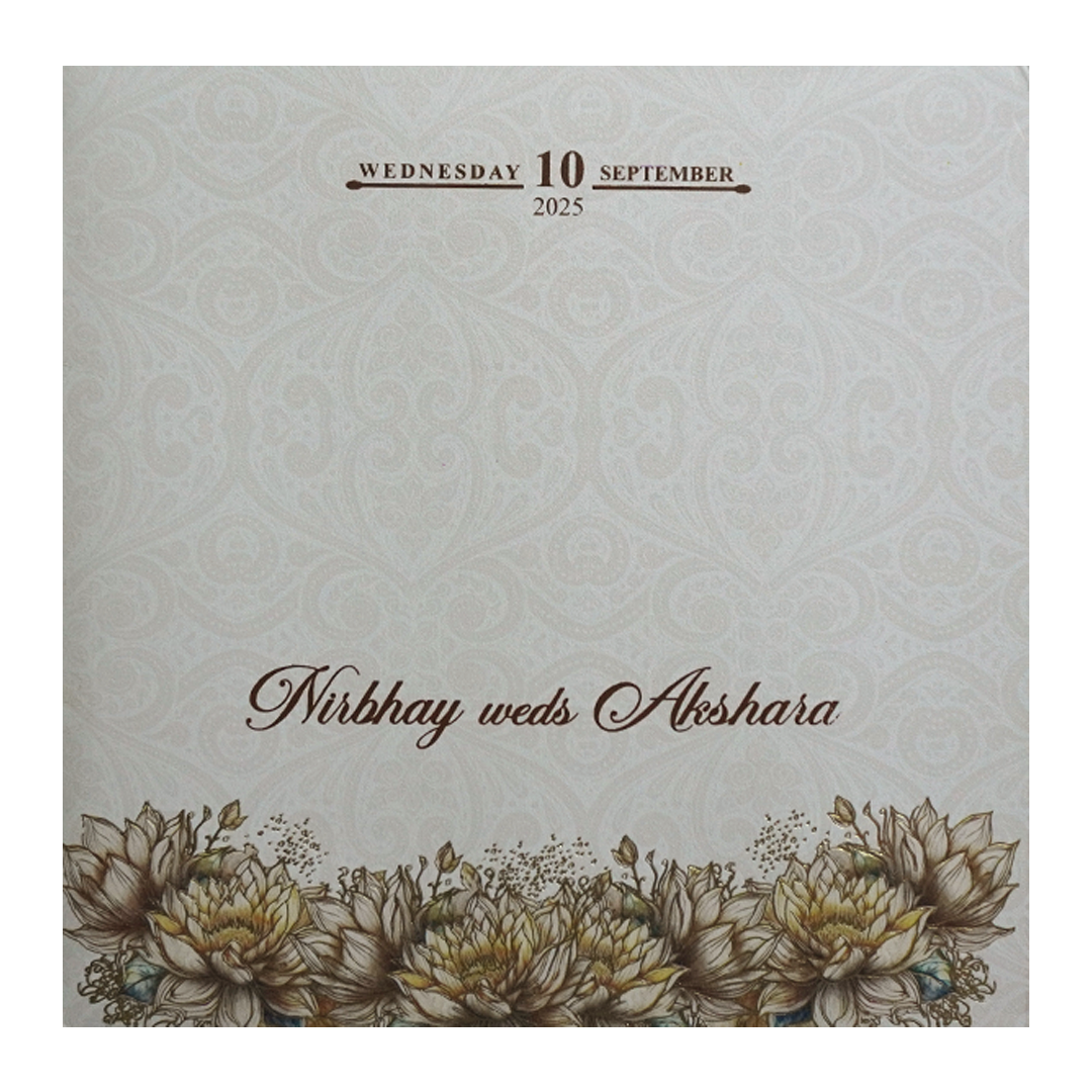 Cream Padded Premium Wedding Invitation-KPR24020