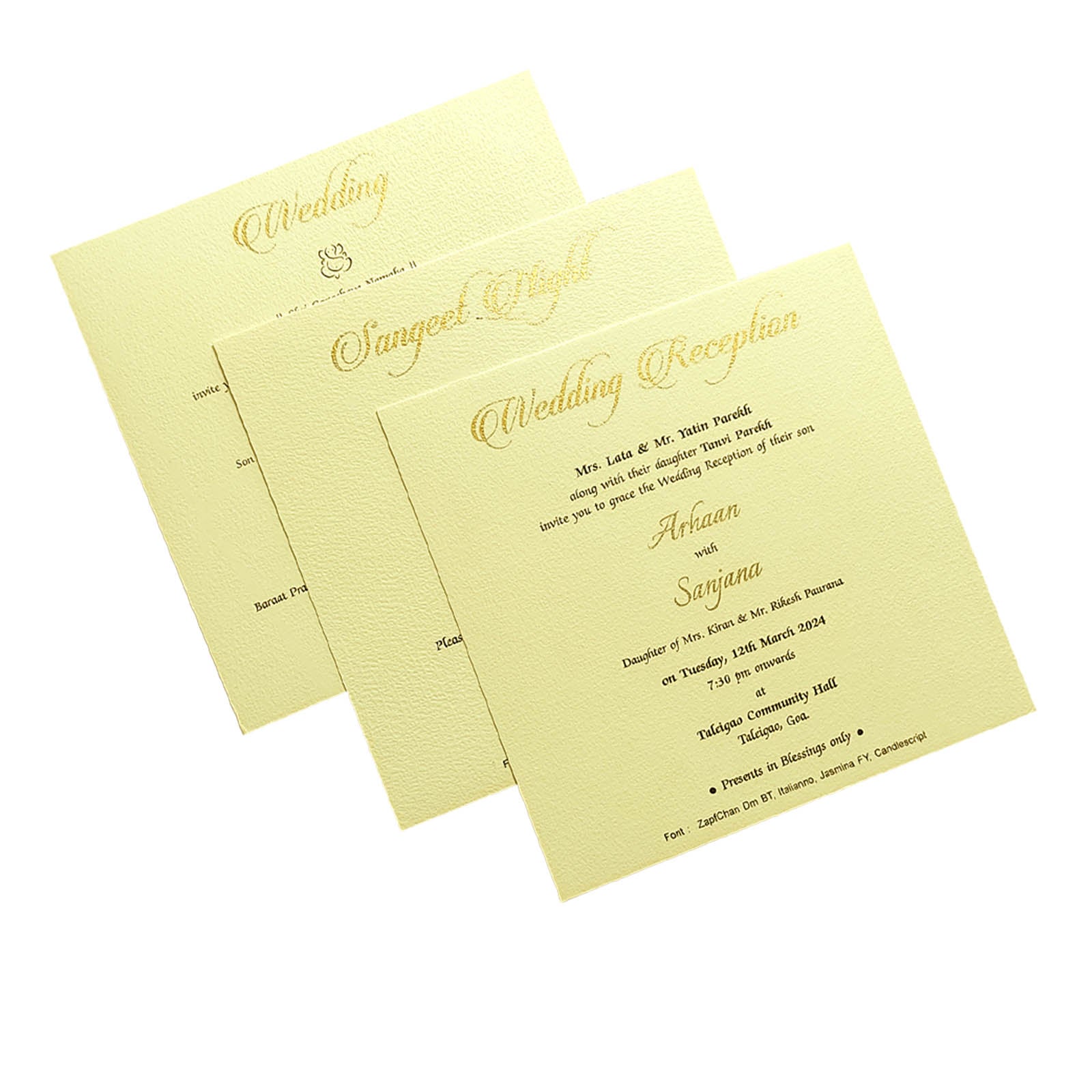 Cream Nameplate Padded Invitation Card-KRC29252