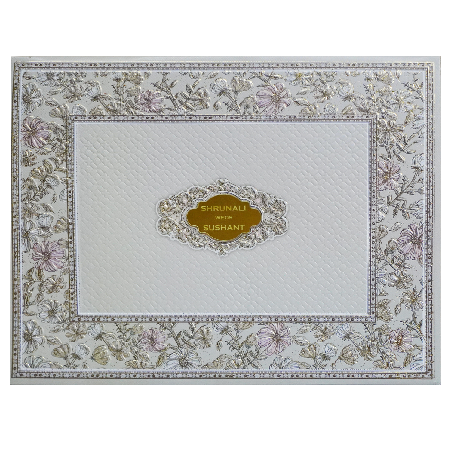 Grey Floral Padded Invitation-KSI12190