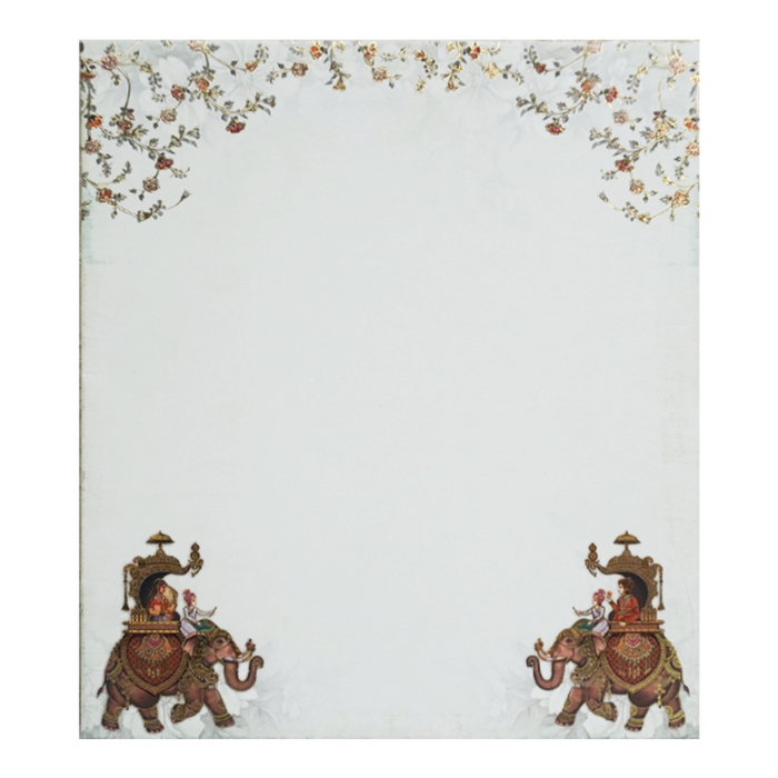 Peach Cream Elephant Padded Wedding Card-King of Cards