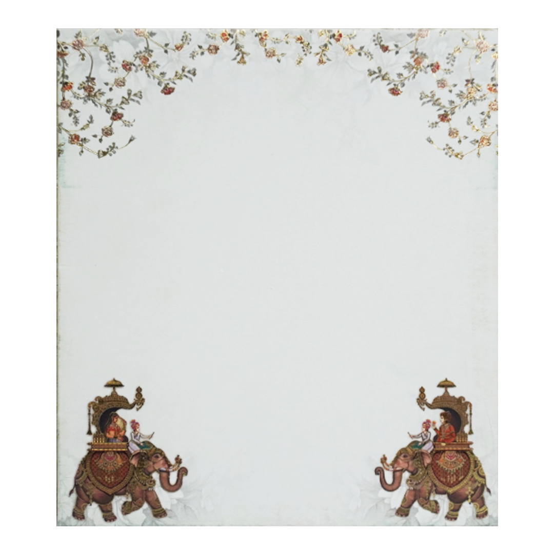 Peach Cream Elephant Padded Wedding Card-KAC05630