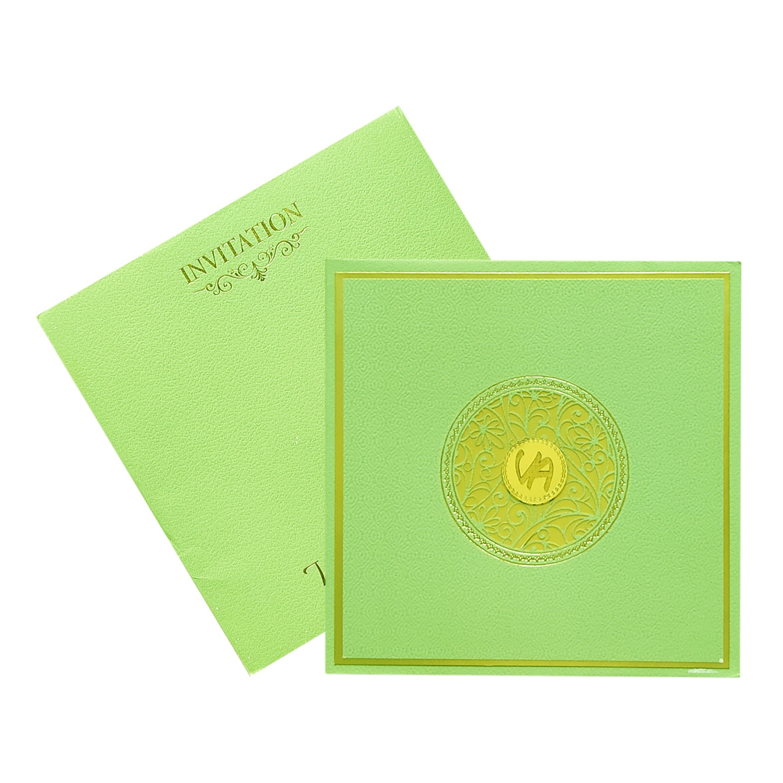 Green Padded Nameplate Invitation Card-KRC29380