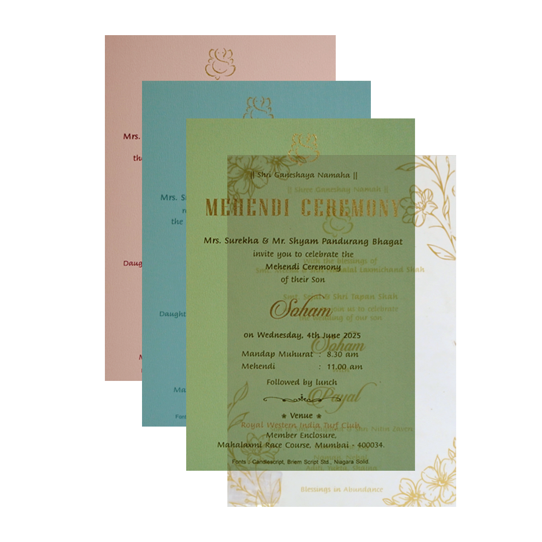 Blue Couple Tracing Sheet Invitation Card-KRC30040