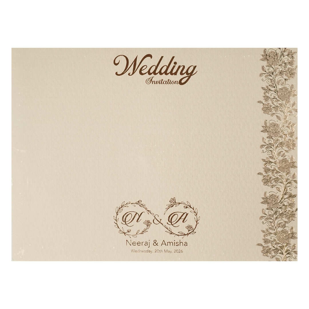 Buy Grey Gold Floral Padded Wedding Card
