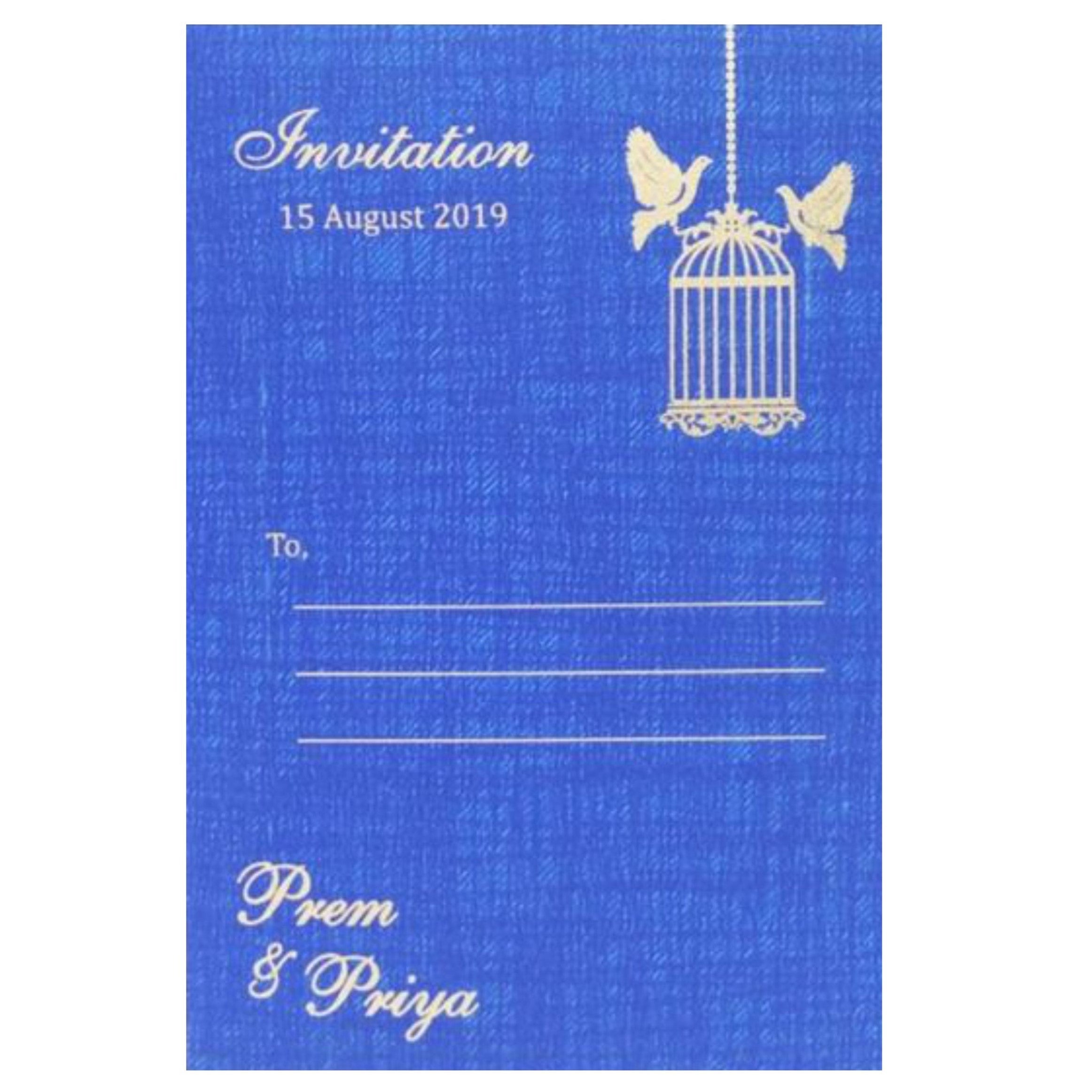 Lovely Bird Cage With Blue Shading Personal Wedding Card - KNKP001B