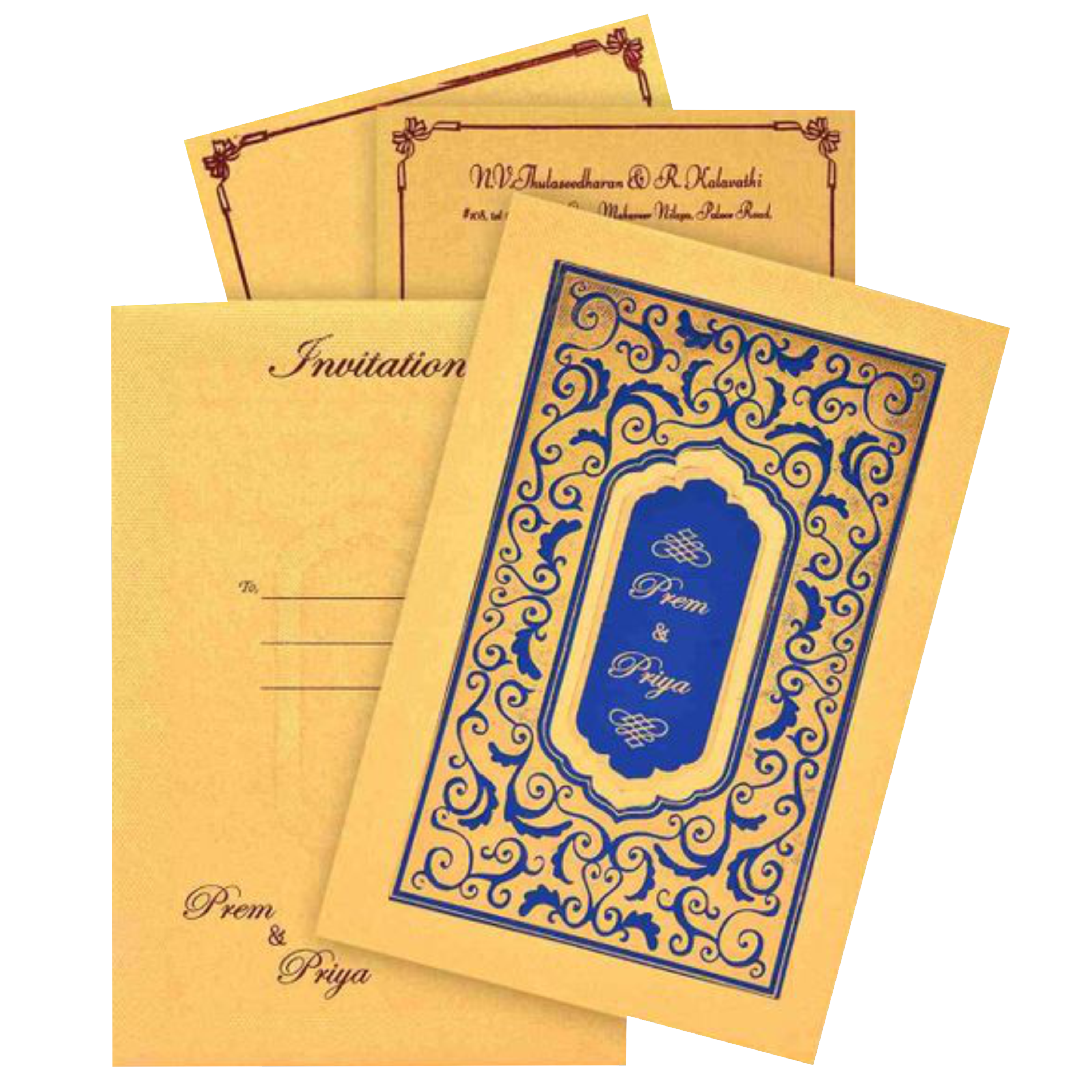 Blue Padding Invitation Card-Knk1870