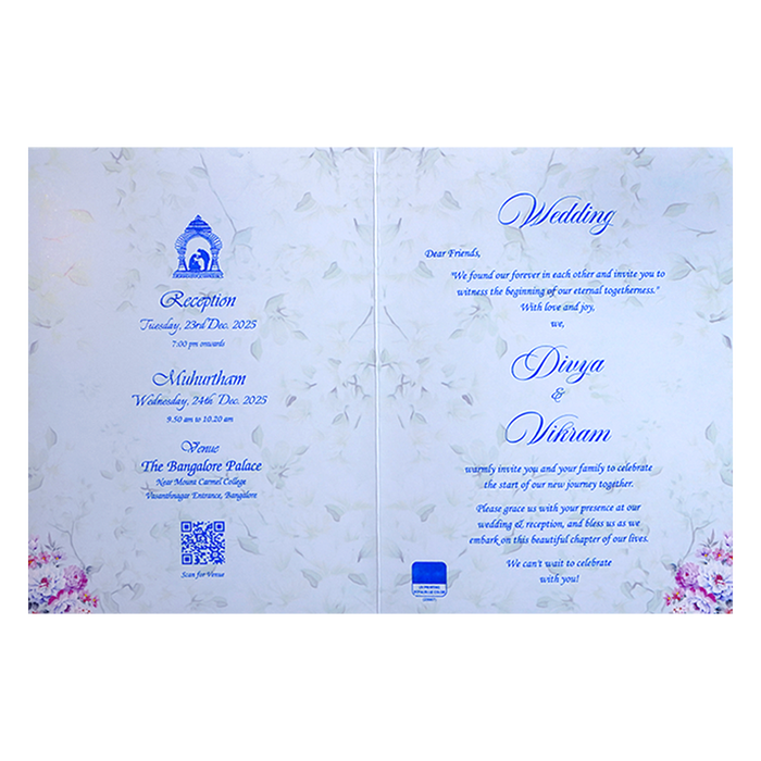 Sky Blue Classic Floral Design With Name Plate-KNKC4055-King of Cards