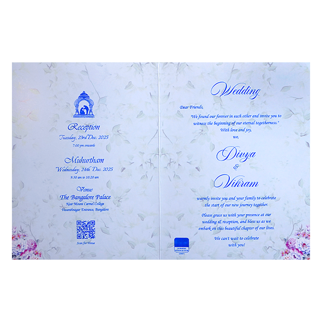 Sky Blue Classic Floral Design With Name Plate-KNKC4055