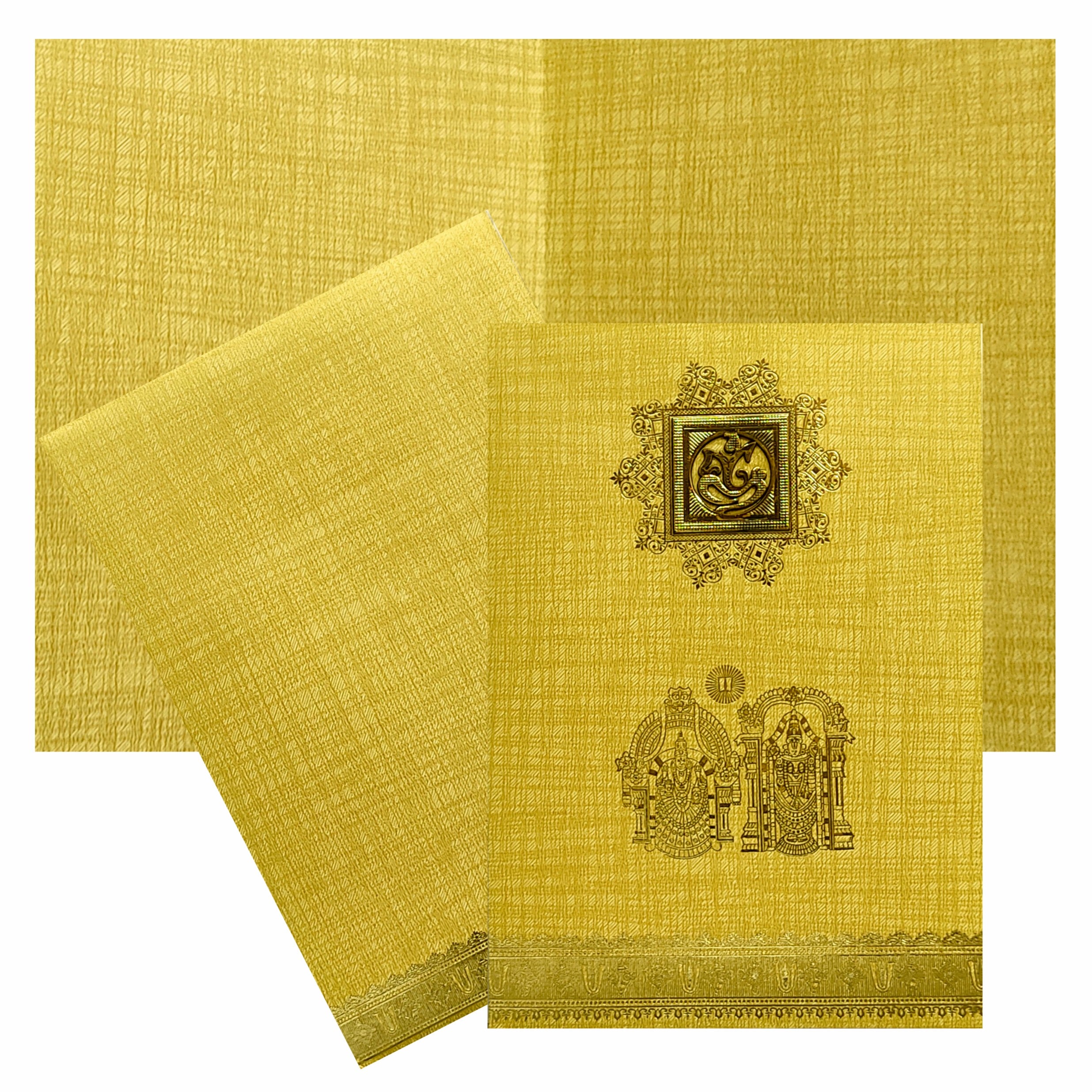 Brown Gold Metallic Invite With Balaji And Padmavathi Print-KNCM22NB