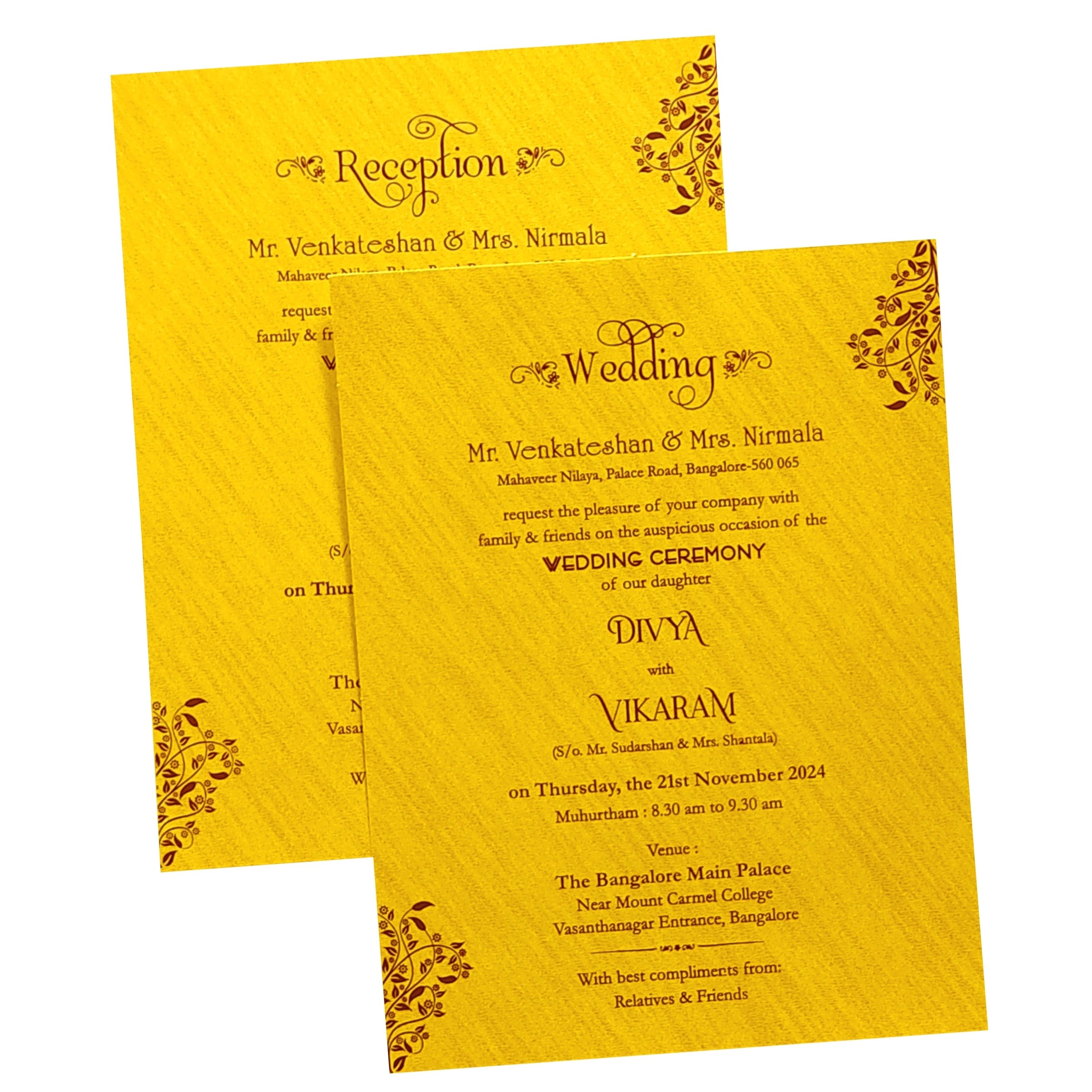 Gold Ganesha Nameplate Wedding Card-KNPJ1508G