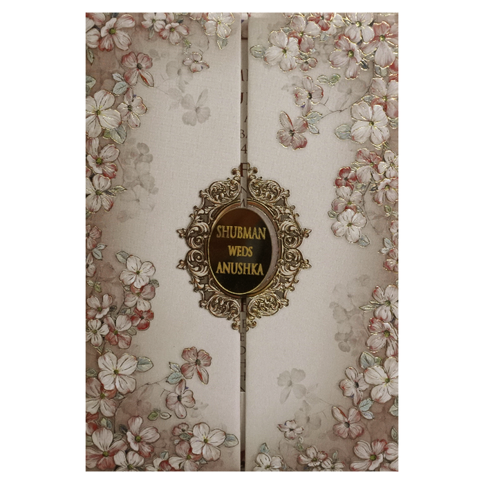 Peach Gold Foiled Wedding Invitation Card-King of Cards