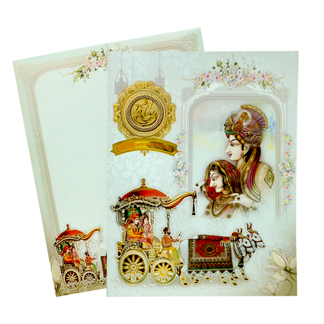 Grey Traditional Indian Wedding Card-KNKJ1122