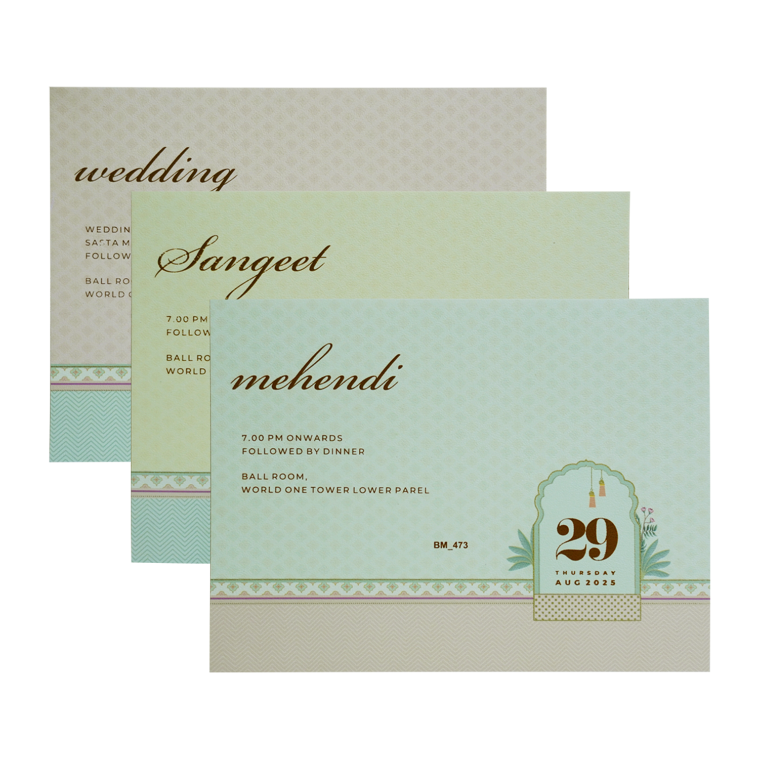 Peach Flower Padded Wedding Card Design-KBM04730