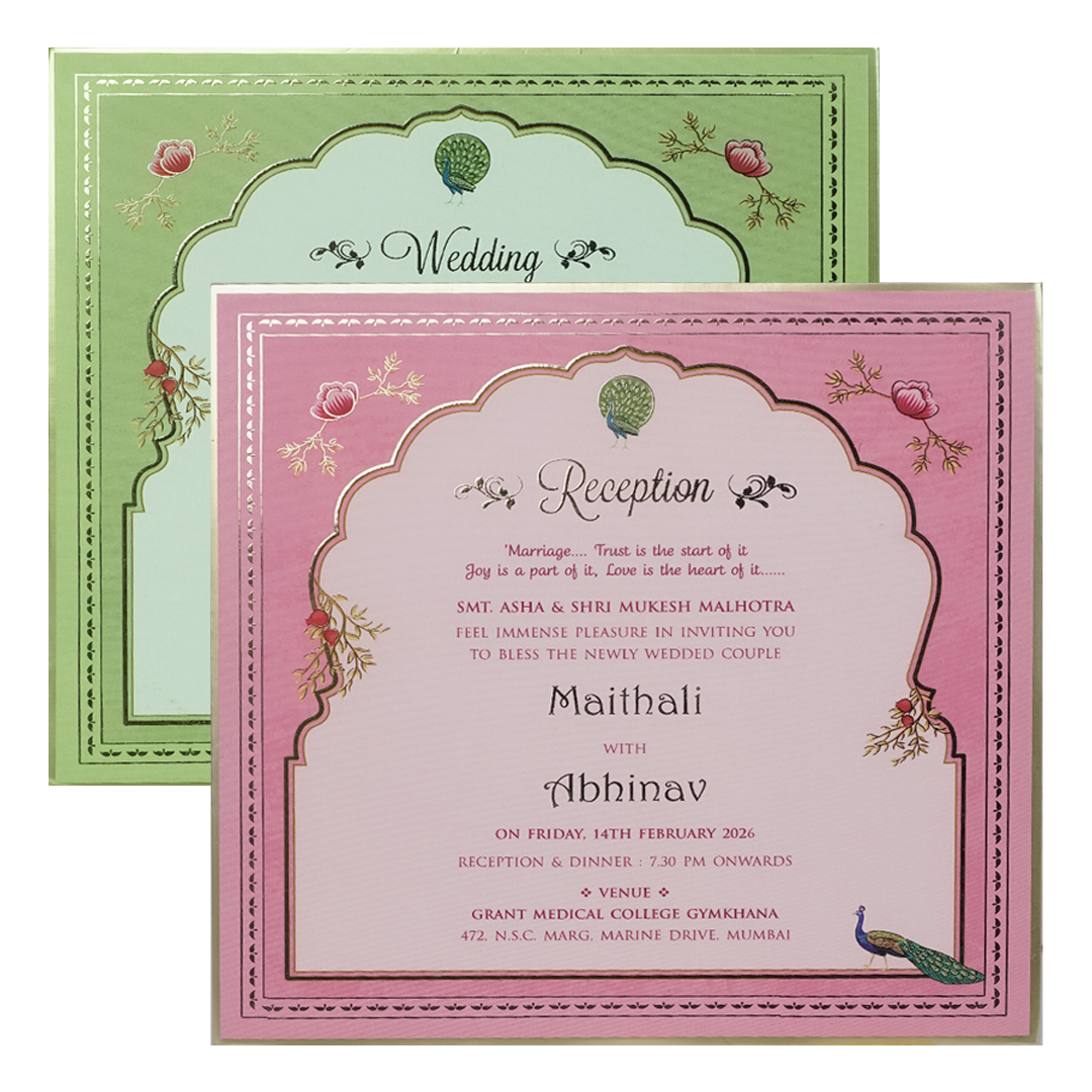 Buy Pink Peacock Theme Wedding Invitation Box