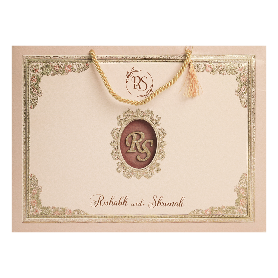 Pink Baroque Floral Wedding Invitation Box-KSI64390