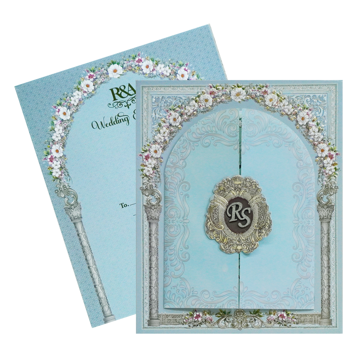 Bluish Grey Tracing Sheet Invitation-KSI12070