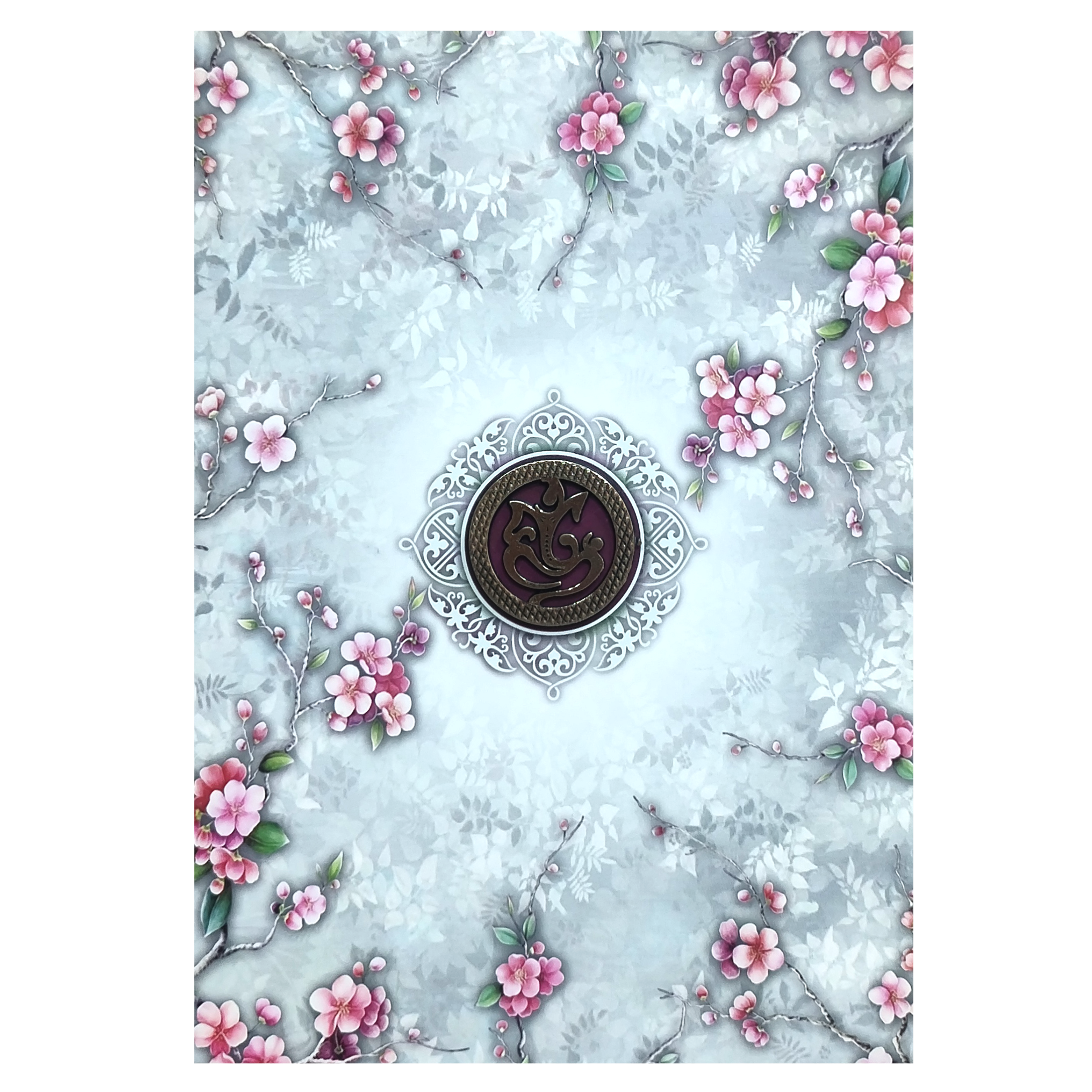 Light Blue Floral Ganesha Invitation Card-KNEP1604