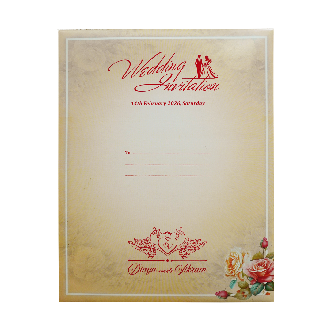 Peach Floral Wedding Card-KNKJ1140