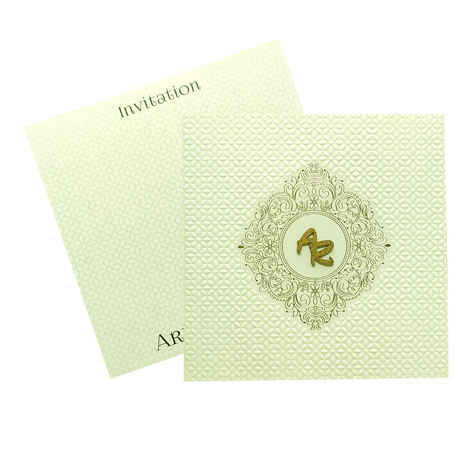 White Embossed Invitation Card-KRC29030
