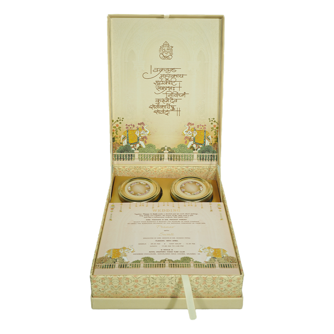 Regal Arch Elephant Wedding Invitation Box-KMMEX8330
