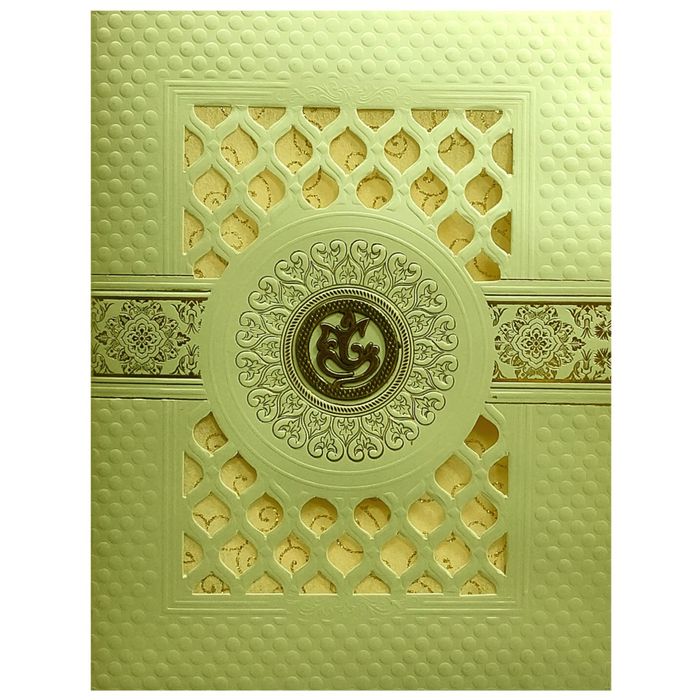 Green Laser Cut Single Sheet Wedding Card-KNL1305G