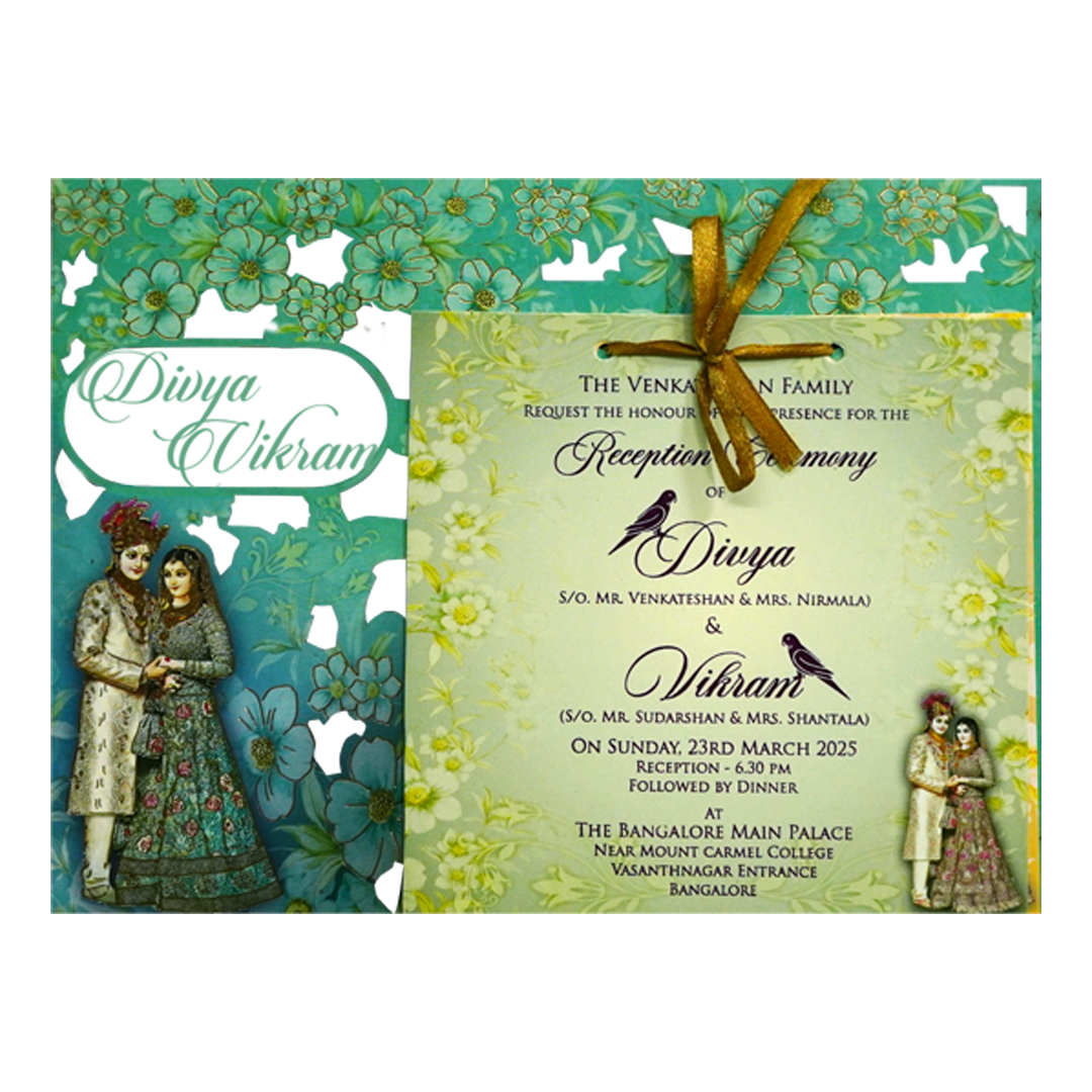 Green Bride Groom MDF Wedding Card-KNKO7603