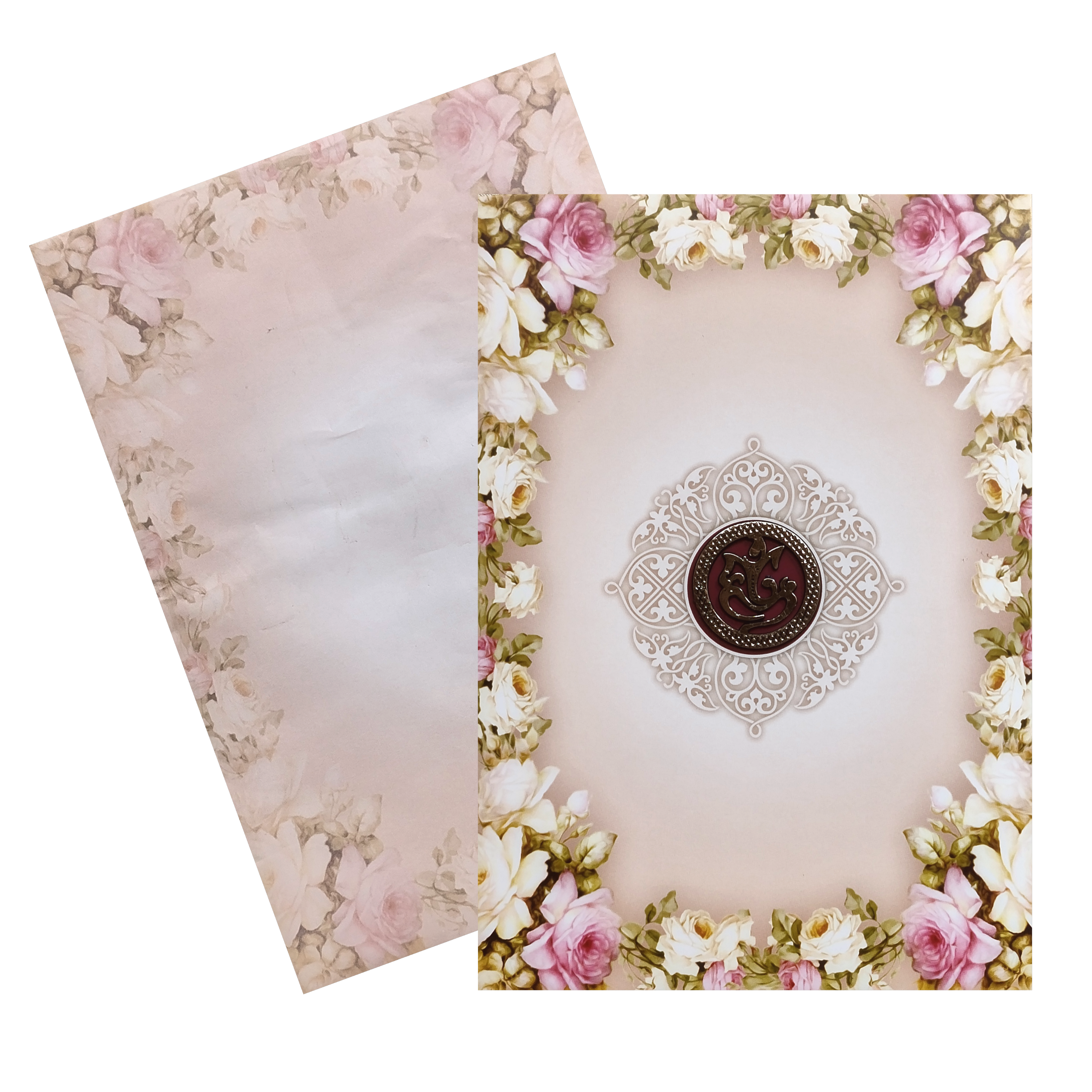 Pink Floral Ganesha Invitation Card-KNEP1603