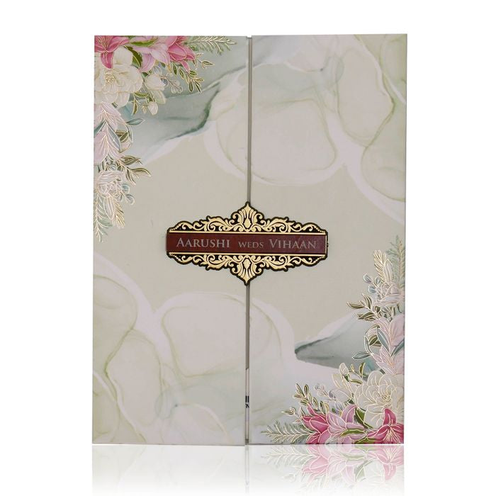 Pale Soft Green Floral Invitation-KVN05660