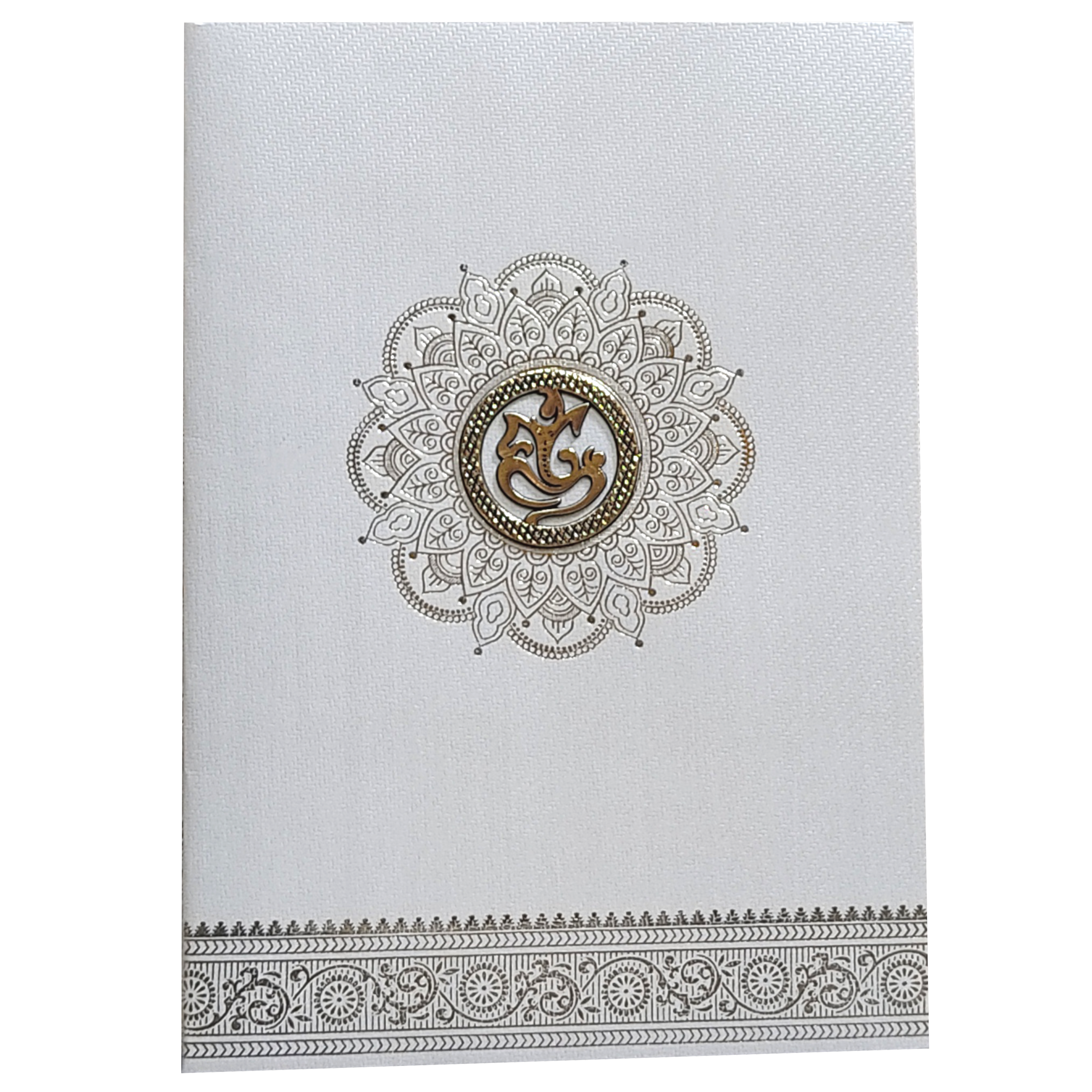 Grey Traditional Single Sheet Wedding Card-KNKTGY026