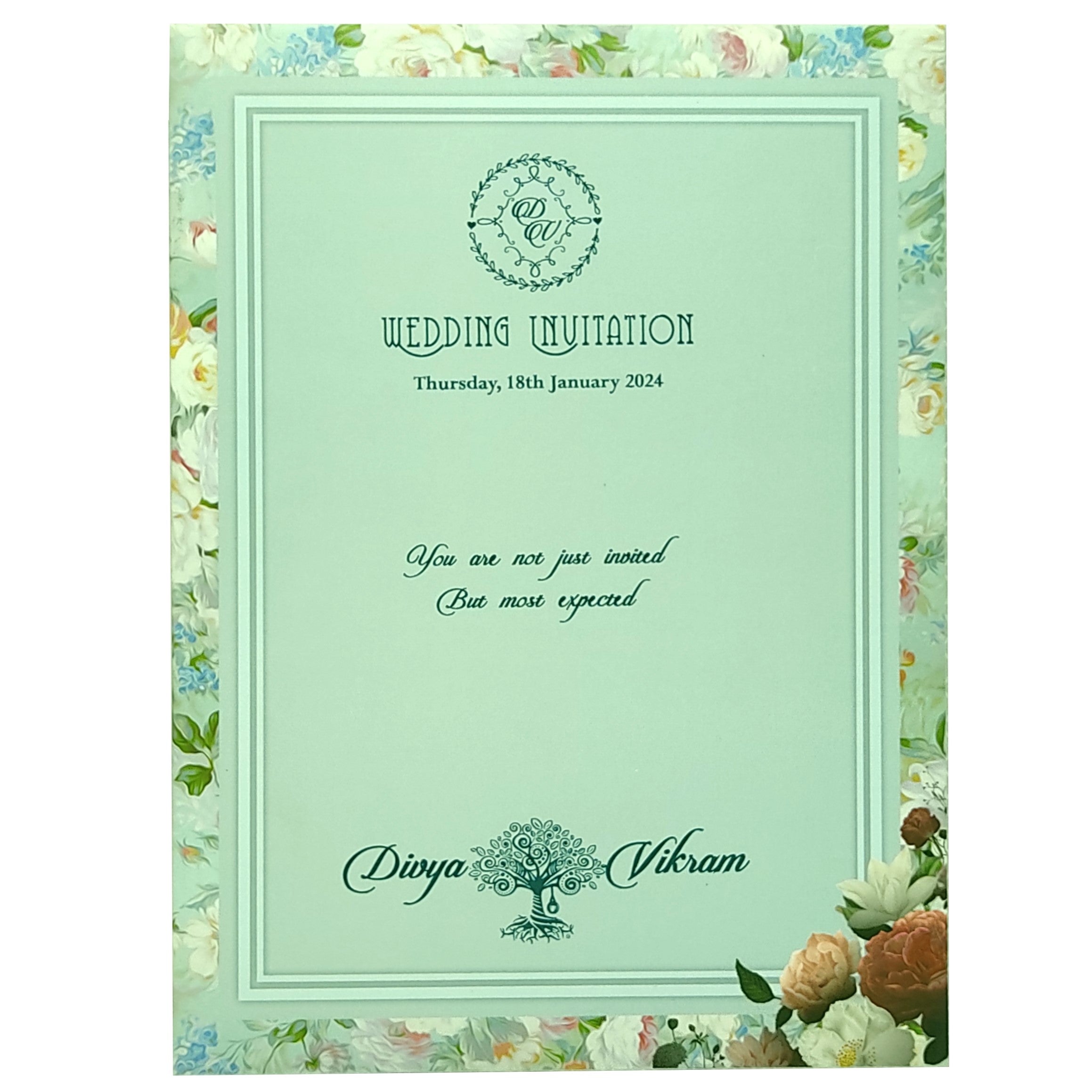 Blue Premium Padded Floral Prints In Offset-KNPS8602B