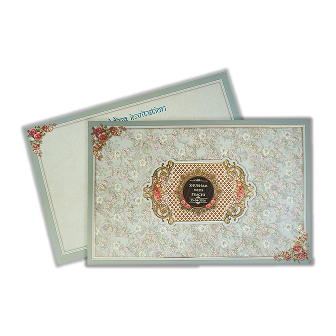 Green Floral Vintage Wedding Card-KSH72110