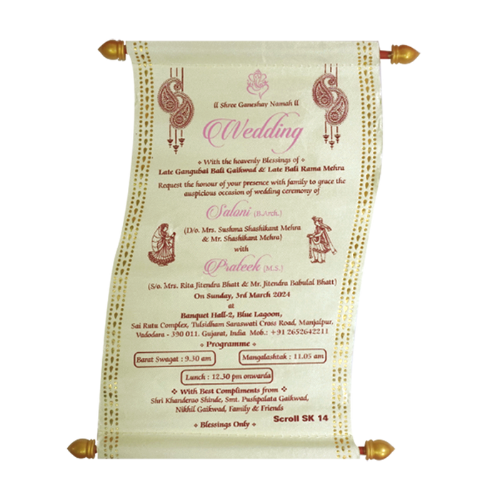 White Scroll Wedding Invitation-King of Cards